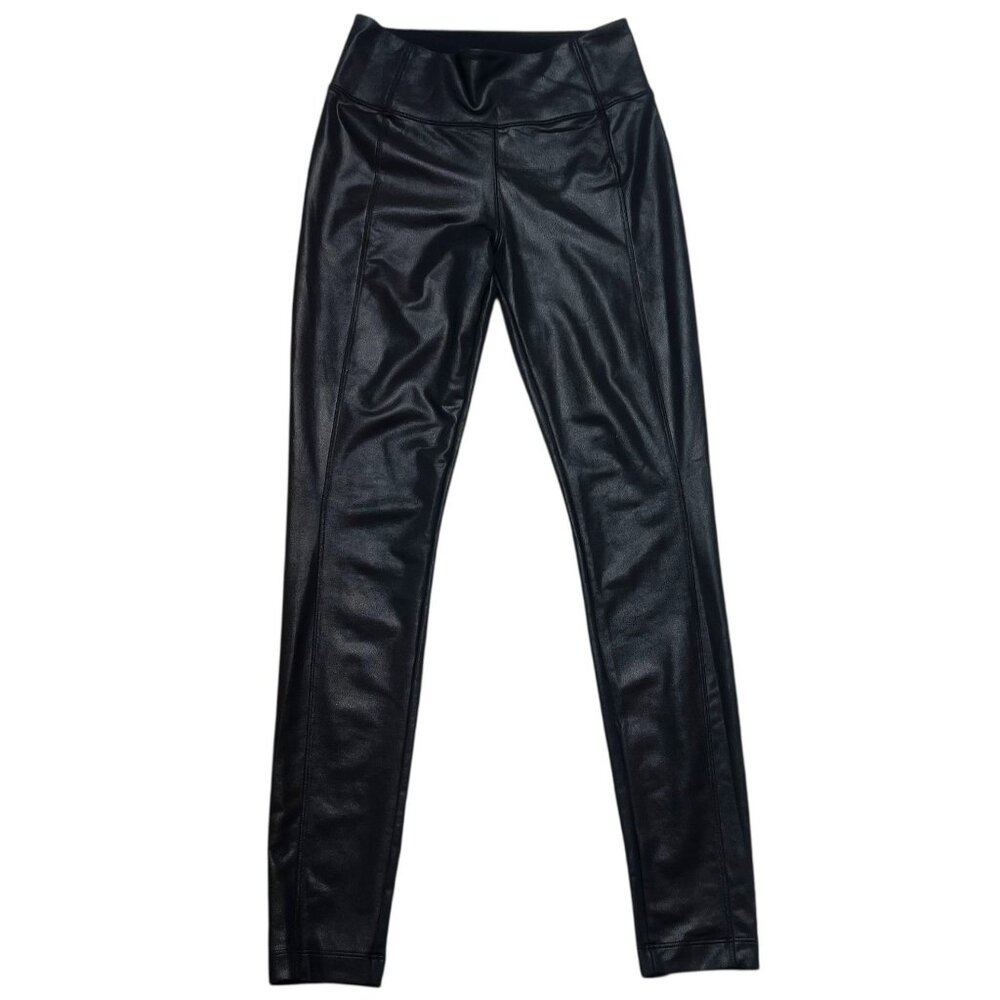 Athleta Delancey Gleam Tight Womens Size XS Black Faux Leather Look